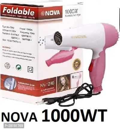 Professional Men's and Women's Folding Hair Dryer 1000W with 2 Speed Control Hair Dryer (White Pink, White Blue)-thumb5