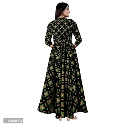 Becooper Women's Rayon Printed Kurta/Gown (Green)-thumb2