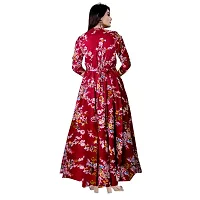 Becooper Women's Rayon Printed Kurta/Gown (Maroon)-thumb1