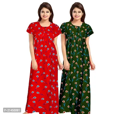 Stylish Cotton Printed Nighty for Women, Pack of 2-thumb0