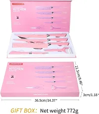 6PCS Kitchen Knife Set, Knives with Scissor  Peeler, Stainless Steel Knives (Pink)-thumb4