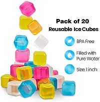 Square Shape Reusable Ice Cubes, Ice Cubes Moulds Filled with Pure Water (Pack of 20)-thumb1