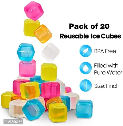 Square Shape Reusable Ice Cubes, Ice Cubes Moulds Filled with Pure Water (Pack of 20)-thumb2