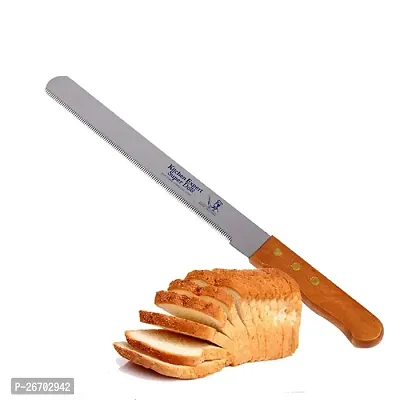 AL ATASH Bread Knife Wide Teeth Wooden Handle Knife Stainless Steel Serrated Bread Slicer-thumb0