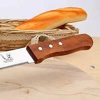 AL ATASH Bread Knife Wide Teeth Wooden Handle Knife Stainless Steel Serrated Bread Slicer-thumb3