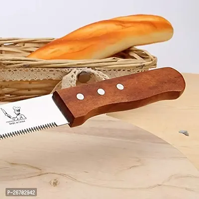 AL ATASH Bread Knife Wide Teeth Wooden Handle Knife Stainless Steel Serrated Bread Slicer-thumb4