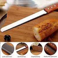 AL ATASH Bread Knife Wide Teeth Wooden Handle Knife Stainless Steel Serrated Bread Slicer-thumb1