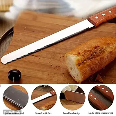 AL ATASH Bread Knife Wide Teeth Wooden Handle Knife Stainless Steel Serrated Bread Slicer-thumb2