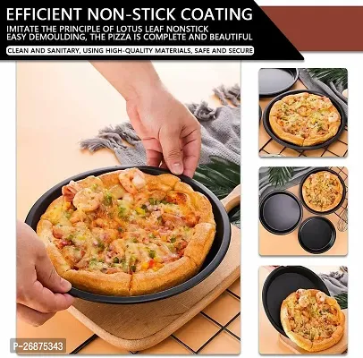 Non-Stick 23cm Carbon Steel PizzaTray l Round Cake Baking Tray (Pack of 2)-thumb2