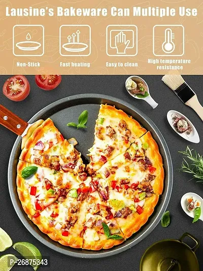 Non-Stick 23cm Carbon Steel PizzaTray l Round Cake Baking Tray (Pack of 2)-thumb4
