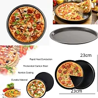 Non-Stick 23cm Carbon Steel PizzaTray l Round Cake Baking Tray (Pack of 2)-thumb4