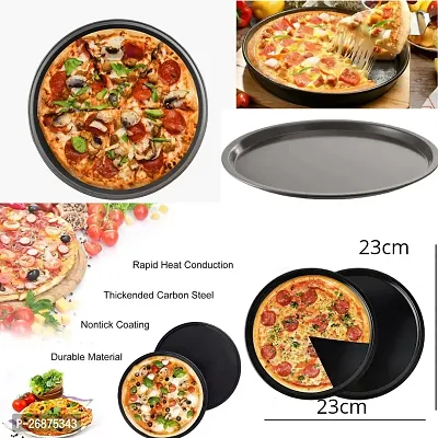 Non-Stick 23cm Carbon Steel PizzaTray l Round Cake Baking Tray (Pack of 2)-thumb5