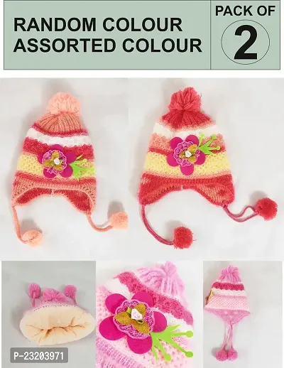 New Born Baby Boys And Baby Girls Woolen Caps Pack Of 2