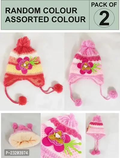 New Born Baby Boys And Baby Girls Woolen Caps Pack Of 2