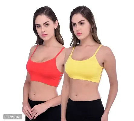 Piftif Women's Cotton 6 Line Back Pattern T-Shirt Bra. Pack of 2-thumb0