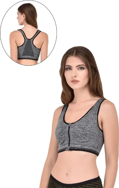 Piftif Womens Padded Non-Wired Encapsulation Sports Zip Bra for Daily Use Gym.