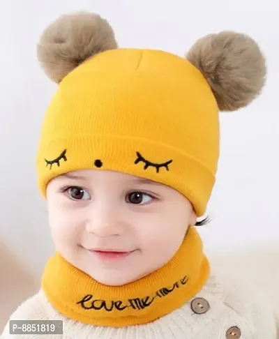 Classy Kids Unisex Winter Caps with Neck Scarf Set-thumb0