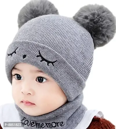 Classy Kids Unisex Winter Caps with Neck Scarf Set-thumb0