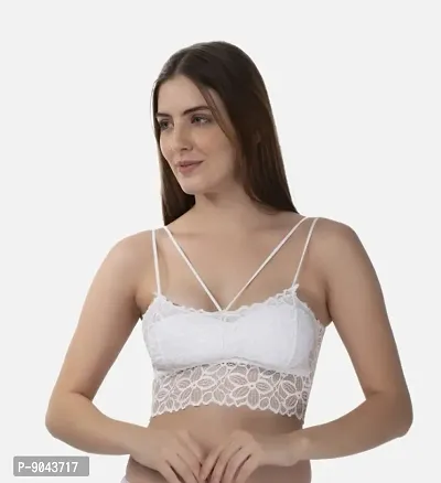 womens Lace Bralette - bra Very light padding thats non bulky, gives moderate nipple coverage and shapes your bust Wire-free for comfort and support Non padded moulded cups for smooth bust shape-thumb0