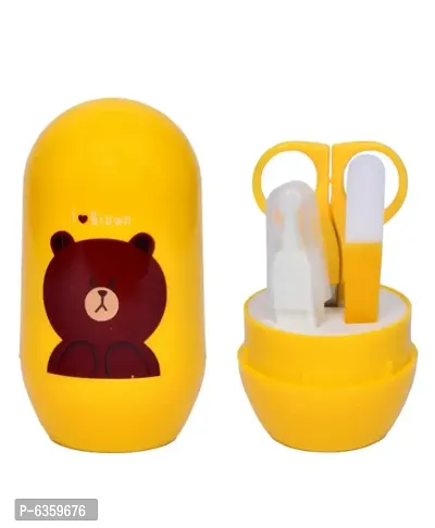 Triple B Premium Quality 4 IN 1 Baby Manicure and Pedicure Grooming Nail Cutter Safety Essential Kit with Cute Printed Portable Case For Toddlers/Infants/New Borns(0 M-+ ages).(Yellow)-thumb0