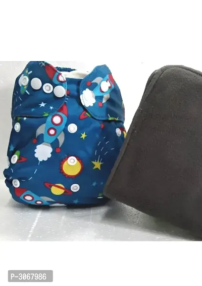 Reusable Baby Washable Cloth Diaper Nappies with 5 Layered Bamboo Charcoal Insert Pads (Set of 1)