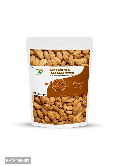 SAPPHIRE FOODS American Badam, Whole Almonds Natural Premium Almonds | High in Fiber  Boost Immunity | Real Nuts | Gluten Free (500G)