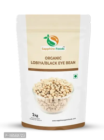 SAPPHIRE FOODS Organic Lobiya Cowpea Black eye bean Natural Cowpea White Whole Beans Rich Source of Protein and Fiber (1kg)-thumb0