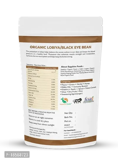 SAPPHIRE FOODS Organic Lobiya Cowpea Black eye bean Natural Cowpea White Whole Beans Rich Source of Protein and Fiber (1kg)-thumb2