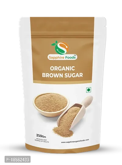 SAPPHIRE FOODS Organic Brown Sugar Natural  Refined Cane Sugar Zero Chemicals, Organically Processed, from Freshly Squeezed Sugar Cane Juice, and Enriched with Essentials Nutrients (250g)