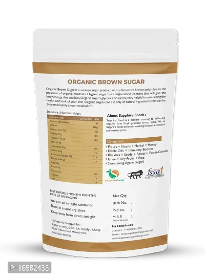 SAPPHIRE FOODS Organic Brown Sugar Natural  Refined Cane Sugar Zero Chemicals, Organically Processed, from Freshly Squeezed Sugar Cane Juice, and Enriched with Essentials Nutrients (250g)-thumb2