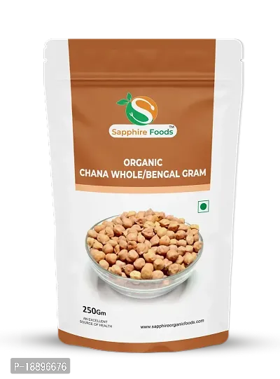 SAPPHIRE FOODS Organic Unpolished Brown Channa Whole/Kala Chana Saboot/Bengal Gram Whole (250g)