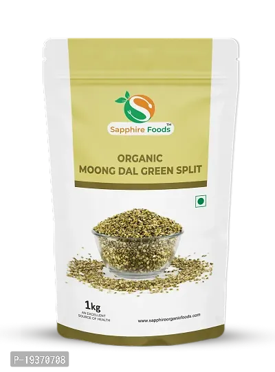 SAPPHIRE FOODS Green Moong Dal Split - 500 Gram | 100% Vegan, Gluten Free and NO Preservatives (1kg)-thumb0