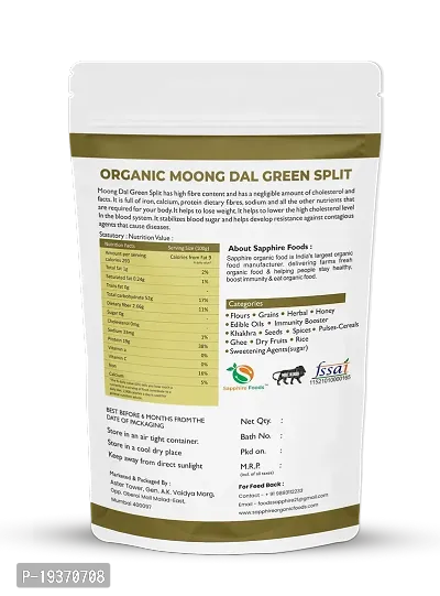 SAPPHIRE FOODS Green Moong Dal Split - 500 Gram | 100% Vegan, Gluten Free and NO Preservatives (1kg)-thumb2