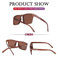 Creek Unisex Polarized Square Sunglasses for Men & Women with Polarized Testing Card And Glasses Pouch (BROWN)-thumb2