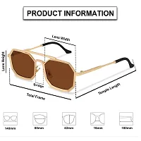 CREEK UV Protected Driving Vintage Hexagon Honeycomb Copper Body Sunglasses for Men and Women CH-11625 (GOLD/BROWN)-thumb2