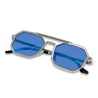CREEK UV Protected Driving Vintage Hexagon Honeycomb Copper Body Sunglasses for Men and Women CH-11625 (SILVER/BLUE)-thumb4