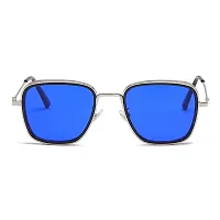 CREEK Men Square Sunglasses Silver, Blue Frame (Medium) - Pack of 2-thumb1