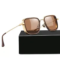 CREEK Mens Carryminati Square Sunglasses Frame (GOLD-BROWN)-thumb1