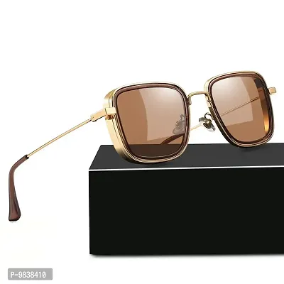 CREEK Mens Carryminati Square Sunglasses Frame (GOLD-BROWN)-thumb2