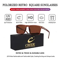 Creek Unisex Polarized Square Sunglasses for Men & Women with Polarized Testing Card And Glasses Pouch (BROWN)-thumb1