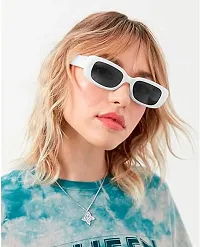 CREEK Rectanglular Sunglasses for Women Retro Driving Sunglasses Vintage Fashion Narrow Square Frame UV400 Protection (WHITE)-thumb4