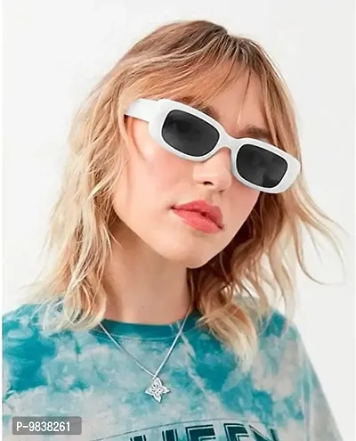 CREEK Rectanglular Sunglasses for Women Retro Driving Sunglasses Vintage Fashion Narrow Square Frame UV400 Protection (WHITE)-thumb5