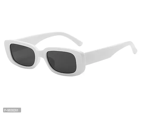 CREEK Rectanglular Sunglasses for Women Retro Driving Sunglasses Vintage Fashion Narrow Square Frame UV400 Protection (WHITE)-thumb0