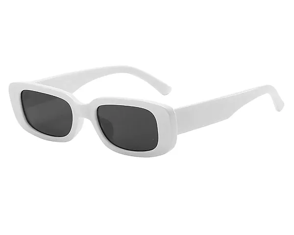 CREEK Rectanglular Sunglasses for Women Retro Driving Sunglasses Vintage Fashion Narrow Square Frame UV400 Protection (WHITE)