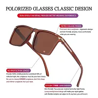 Creek Unisex Polarized Square Sunglasses for Men & Women with Polarized Testing Card And Glasses Pouch (BROWN)-thumb3