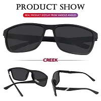 Creek Unisex Polarized Sports Sunglasses for Men & Women with Polarized Testing Card And Glasses Pouch (BLACK)-thumb2