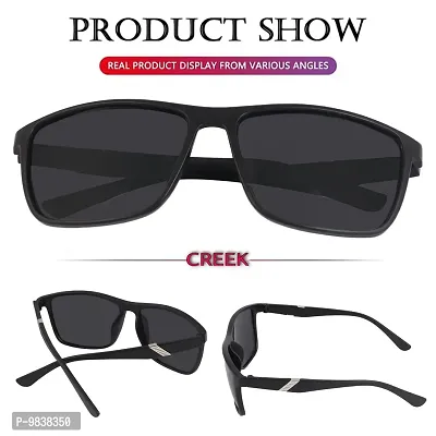 Creek Unisex Polarized Sports Sunglasses for Men & Women with Polarized Testing Card And Glasses Pouch (BLACK)-thumb3