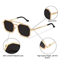 CREEK UV Protected Driving Vintage Hexagon Honeycomb Copper Body Sunglasses for Men and Women CH-11625 (GOLD/BLACK)-thumb2