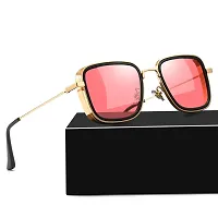 CREEK Men Square Sunglasses Gold, RED Frame (Medium) - Pack of 2-thumb1