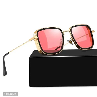 CREEK Men Square Sunglasses Gold, RED Frame (Medium) - Pack of 2-thumb2